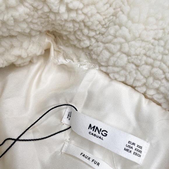 MANGO MNG Faux Sherling Double Breasted Oversized Teddy Jacket US Size XXXS NWOT - Picture 10 of 13